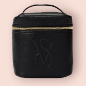 Victoria's secret  black top handle cosmetic Makeup  case bag  new